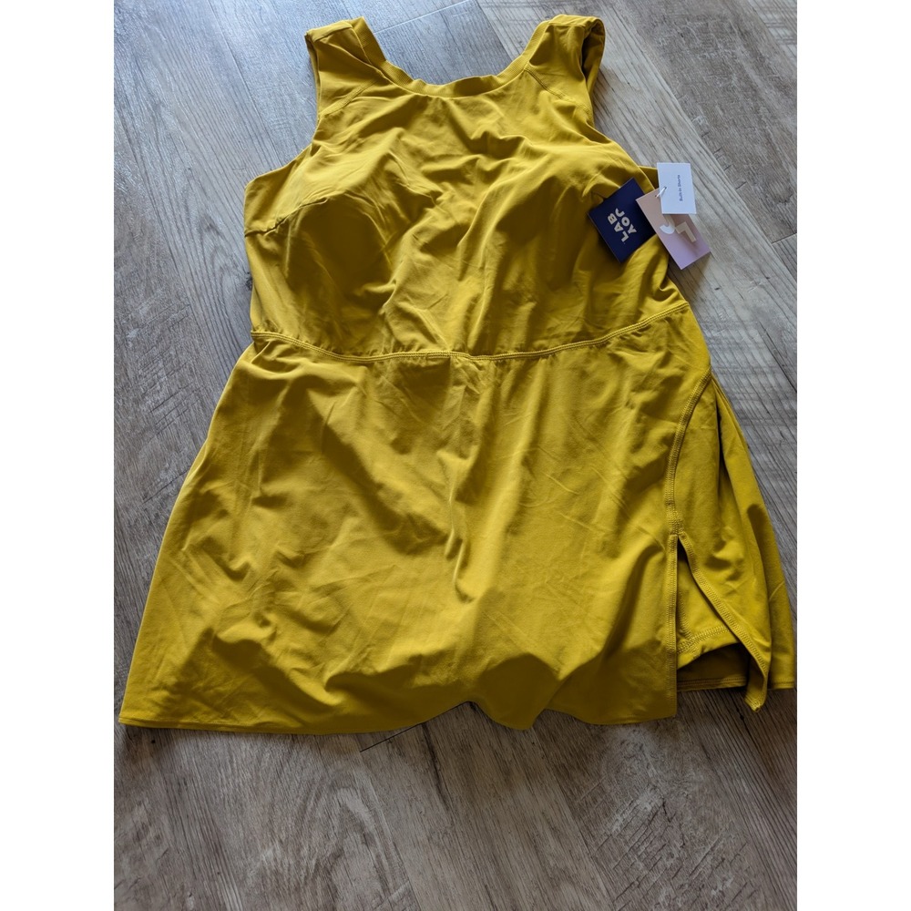 JoyLab Exercise Dress Womens 1X GOLD NWT Built-in Shorts Activewear Mini Dress